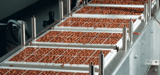 Chocolate on a conveyor